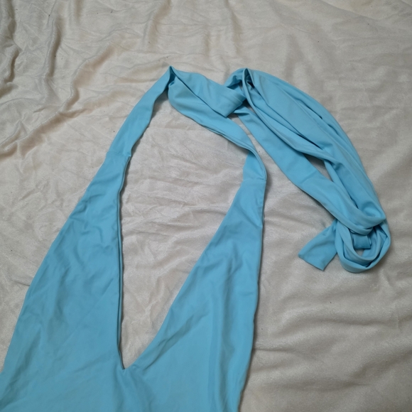 Light Blue Wrap Front One-Piece Swimsuit by Sisterly Swimwear - Picture 3 of 8